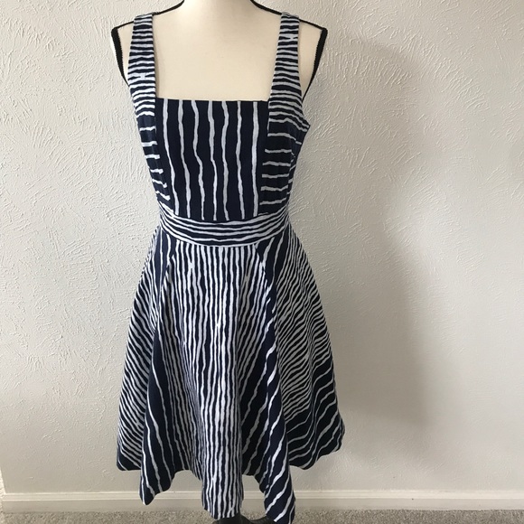 eva mendes for New York & Company Dresses & Skirts - Blue/ white Eva Mendes A line Dress pocketed dress